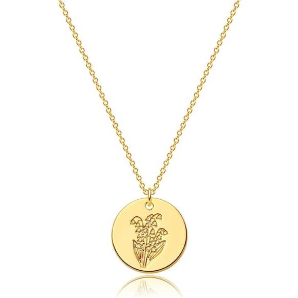 MEVECCO Birth Flower Necklace 18k Gold Custom Floral Pendant Necklaces Dainty